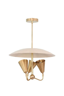 Vintage Italian Light Dome Mid-Century Brass Sputnik chandelier light Fixture.