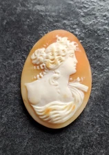 Antique Art Deco Loose Hand Carved Shell Large Cameo   1.75" X 1.25" 45X33MM