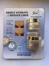 2 PACK RoC Reduce Lines Deeply Max Hydration Cream Moisturizer 1.7 & 3.4 Oz NEW