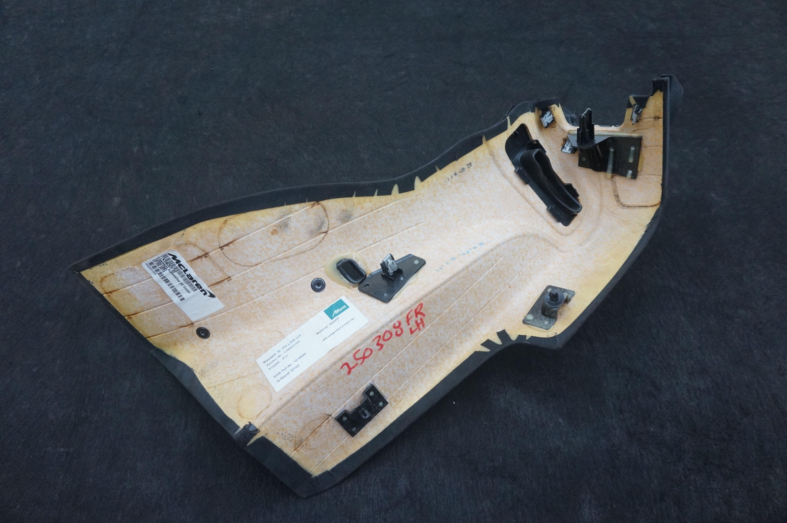 Left Interior B Pillar Seatbelt Cover Panel Alcantara 11N0277CP McLaren 650S 15