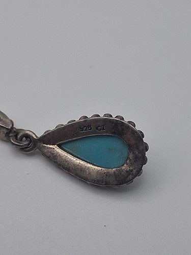 Vtg Sterling Silver Turquoise Native Teardrop Post Earrings 4.10g 1" Marked CI - Picture 5 of 9