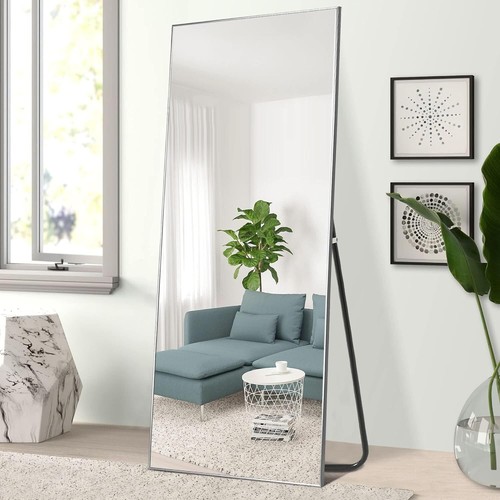 Stylish 64"x21" Silver Full-Length Mirror with Rustproof Frame and Safety Glass - Picture 4 of 9