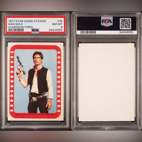 1977 Star Wars Sticker #35 Han Solo (Harrison Ford) PSA 8 FRESHLY GRADED - Picture 3 of 3