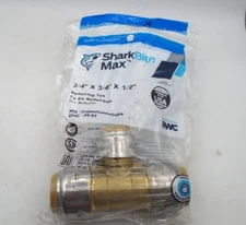 SHARKBITE UR412A MAX 3/4" X 3/4" X 1/2" PTC BRASS REDUCING TEE FITTING