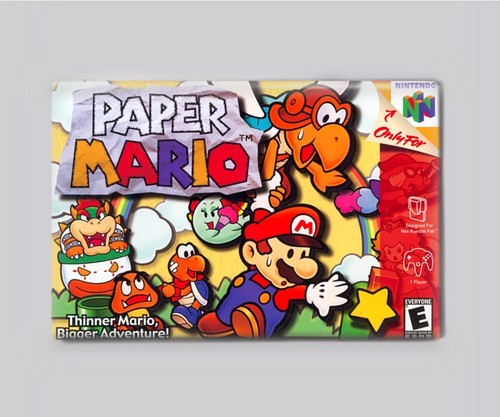 PAPER MARIO / N64 - 2"x3" FRIDGE MAGNET (nintendo 64 game retro box super - Afbeelding 1 van 3