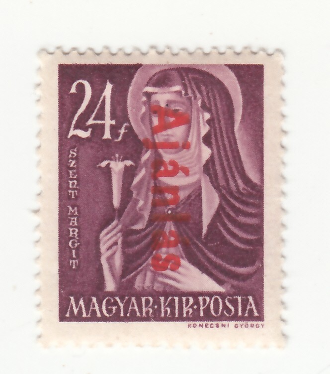 HUNGARY 1946. Saint Margaret. REGISTRATION Overprint “Ajanlas” on 24f Sc# F3 MNH