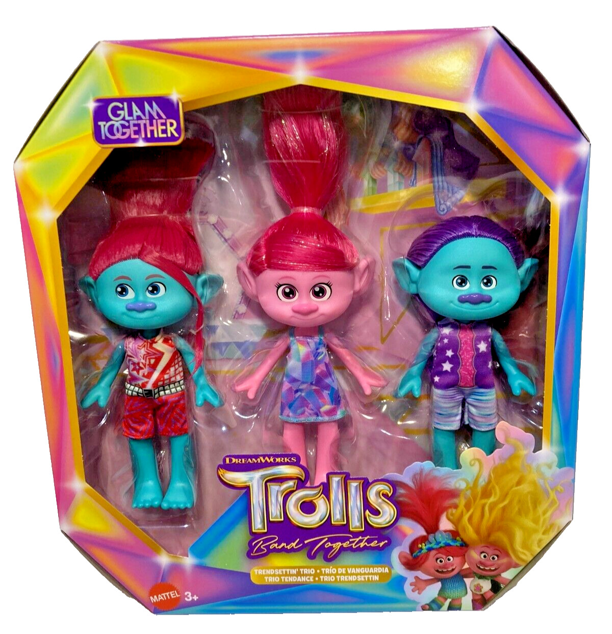 Trolls Band Together TRENDSETTIN TRIO Poppy Spruce Bruce Floyd 8" Dolls