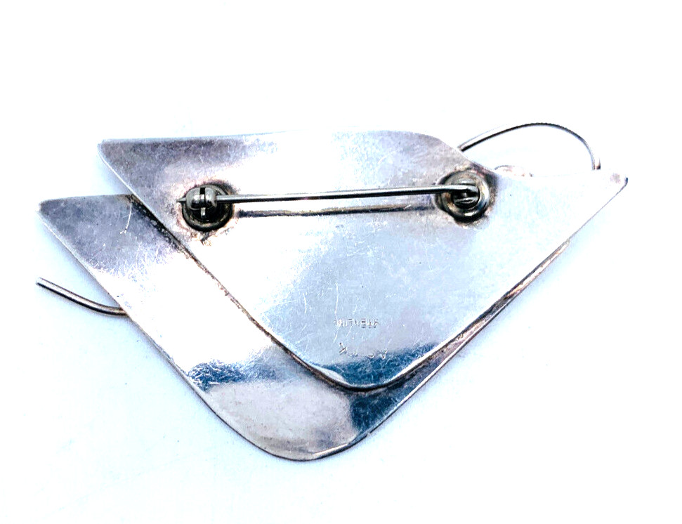 Rare Curved Organic Arlene Siwek Sterling 925 Amethyst Cabochon Brooch Vtg