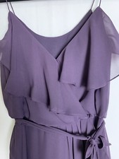 Womens Nouvelle Amsale Ruffle Chiffon Dress Bridesmaid XS 0 Grape N319 5655