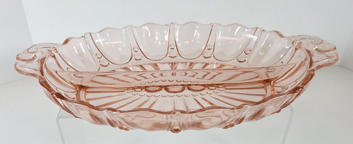 "Plato dividido de 12 lados con ancla de vidrio Pink Depression Hocking Oyster and Pearl" - Imagen 1 de 7