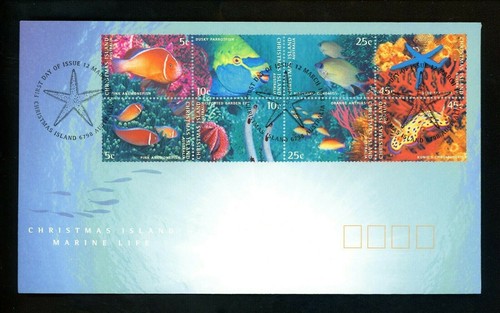 Postal History Christmas Island FDC #412a//412t LOT OF 2 Marine Life 1998 - Picture 3 of 4