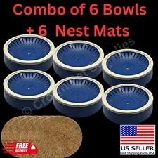 6 X Plastic Nesting Bowls & Nest Mats Breeding Hatching Box  For Pigeons Quails
