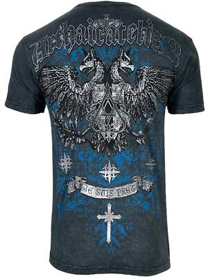 T-shirt Uomo Archaic By Affliction – Maglietta Biker MMA, Stile Y2K, Colore Blu, Cotone 100%