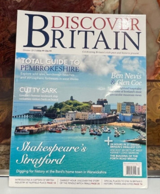 DISCOVER BRITAIN MAGAZINE OCTOBER 2012 GUIDE TO PEMBROKSHIRE.  NO LABEL