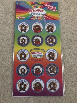 NIP 4 Sheets Whiffer Sniffers Stickers Scratch & Sniff Chocolate Donuts Frosted