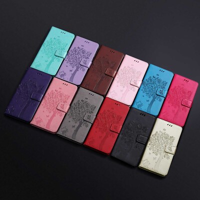 For Huawei P50 P40 P30 Mate 50 Cat Tree Leather Luxury Stand Card Slim Cover