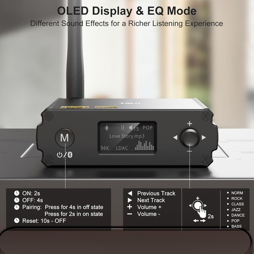 LDAC Hi-Res Bluetooth Hifi Receiver, Bluetooth 5.1 Audio Adapter W/Audiophile Da - Afbeelding 6 van 6