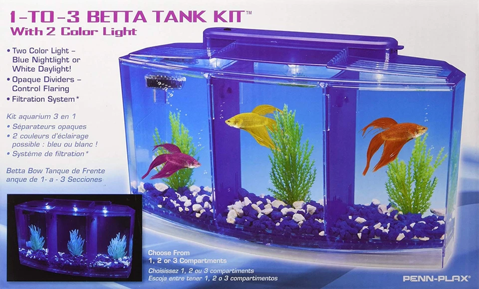 Penn Plax Deluxe Triple Betta Bow Aquarium Tank, 0.7-Gallon - Image 2 of 4