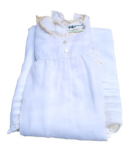 VINTAGE - 1970's - Christening Gown and Slip- White Embroidered Flowers