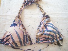 VICTORIA'S SECRET BIKINI HALTER WITH GOLD TONE BEADS TOP ONLY FROSTED FERN 0SZ3