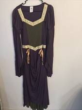 Women  s Spirit Medieval Renaissance Long Sleeve Dress Gown Purple Green XL