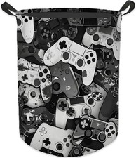 Gaming Gamer Laundry Basket, Vintage Game Controller Waterproof Collapsible