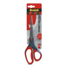 Precision Stainless Steel Crafting Scissors, 8", Pointed, Red Gray