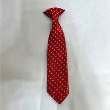 Little Boys Clip-On Silk Necktie Pronto Uomo Couture Tiny Flowers Red Black 9"
