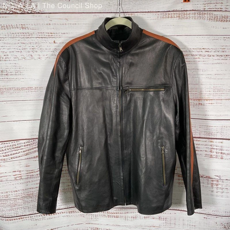 Vera Pelle Black Leather Outer Shell Coats, Jackets & Vests for