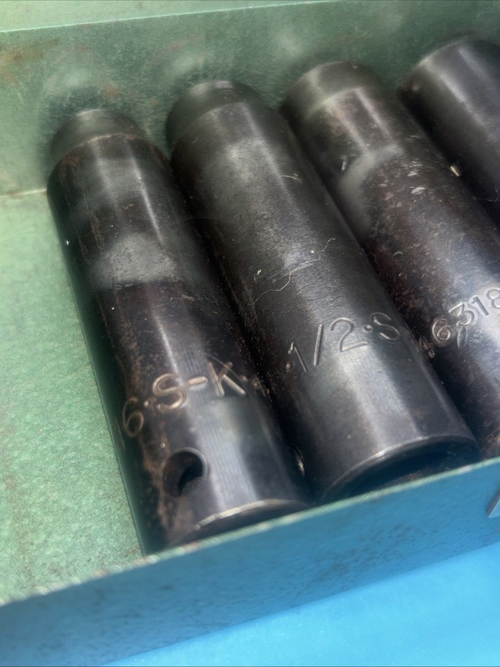 Vintage S-K 1/2" Drive SAE Impact Deep Socket Set of 6 7/16"-7/8" See ...