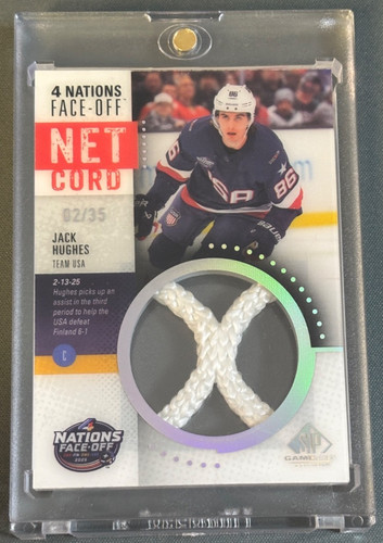 2025-26 SP Game Used Net Cord #4NN-JH JACK HUGHES 4 Nations Face Off Net /35 USA