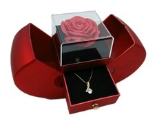 Preserved Rose Gift Box With Necklace, Gifts for Wife, Girlfriend, Woman