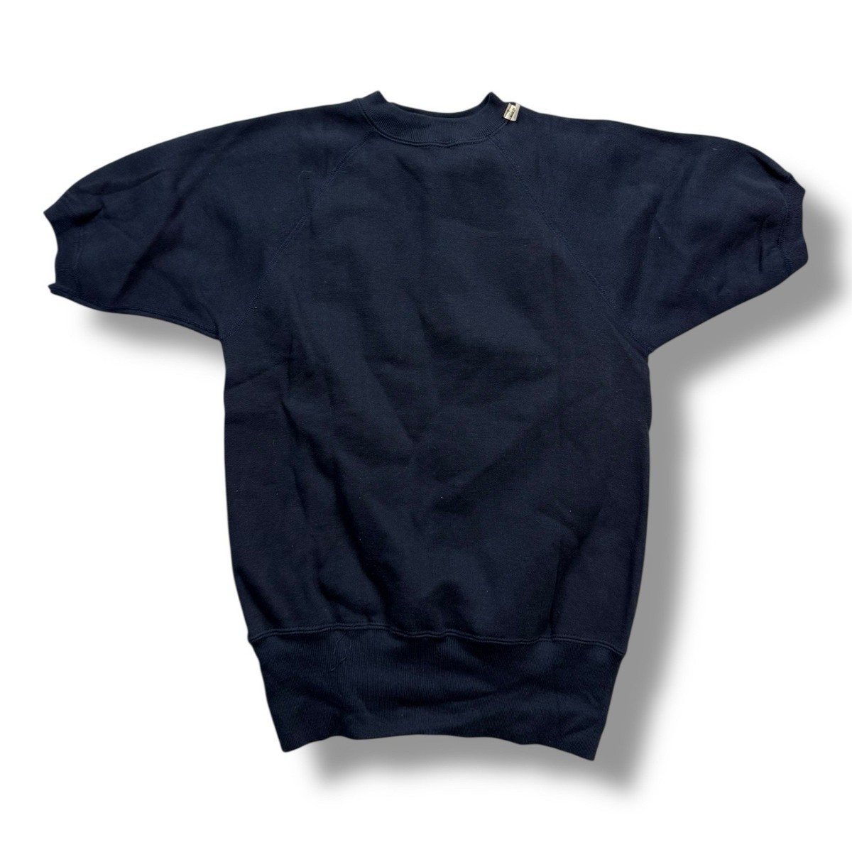 Vintage Deadstock 60s 70s Short Sleeve Sweatshirt Navy Blue Long 