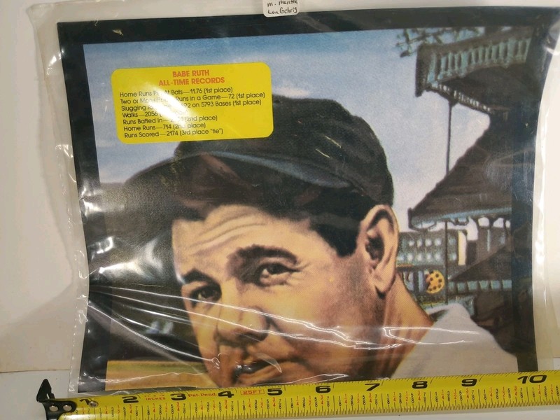BABE RUTH-MANTLE-GERHIG 1986 GROSSMAN STAMP CO SEALED POSTERS
