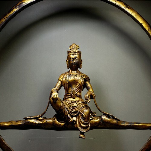 Usado, artesanía de bronce dorado, budismo, impresionante, estatua altamente tallada de Suigetsu - Imagen 3 de 3