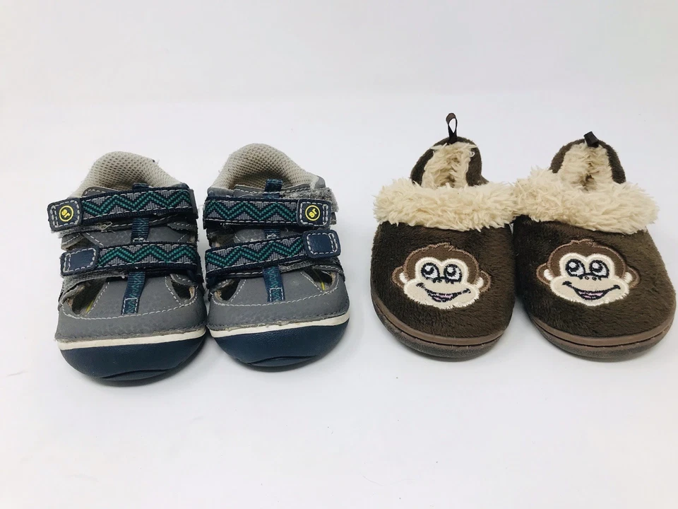 Stride Rite Niños SRT Zapatos Gris Verde Talla 4 y Marrón Mono Zapatillas Talla 3 Lote Foto 2 de 4