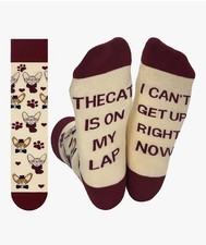 Womens Novelty Socks Cat Lovers Gift Stocking Stuffer Hairless  Cat In Lap    NEW
