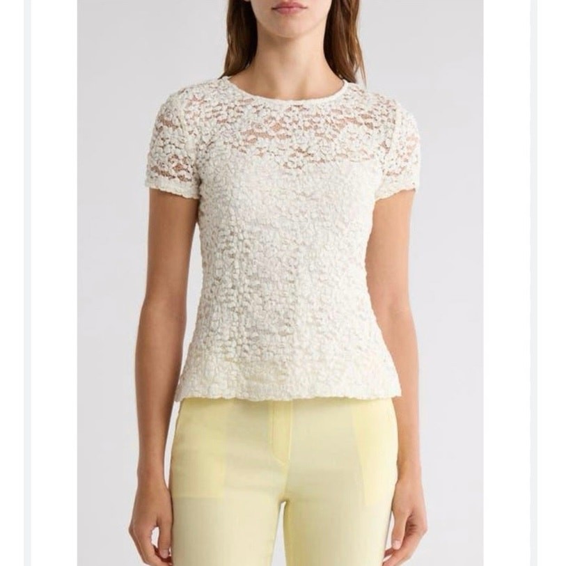 NWOT Women's Theory Stretch Lace Top in White SZ M | eBay