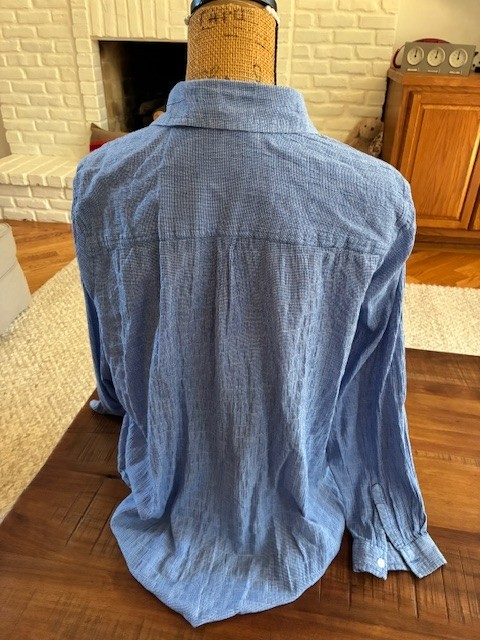 Beachlunchlounge Blue White Pattern Button Down XL - image 3