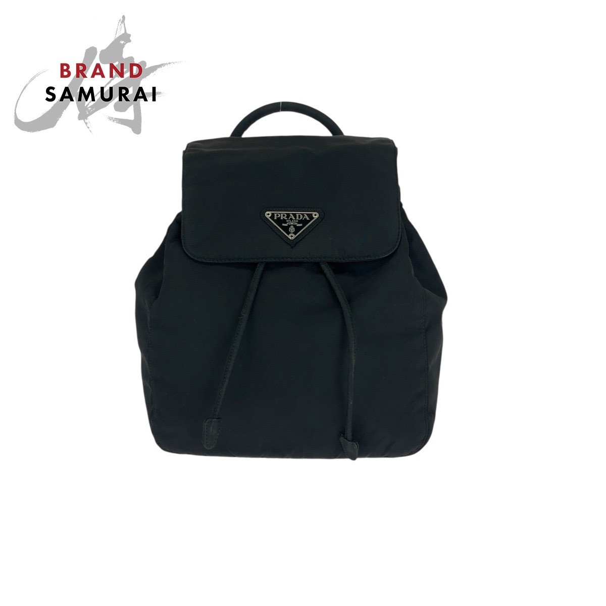 Excellent Condition PRADA Tessuto Triangle Logo Plate Black Silver Hardware Nylo