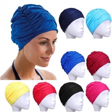 1pc New Nylon Turban Diving Hat Adults Swimming Caps Men Women Long Hair Waterpr