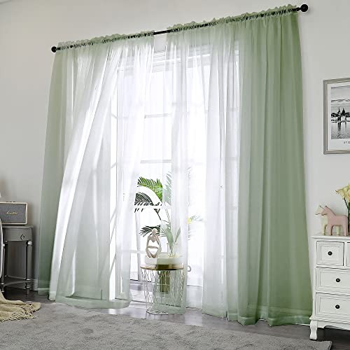 Sheer Curtains 84 inches Long 2 Panels, 42"W x 84"L (Pack of 2) Sage Green - Bild 2 von 6