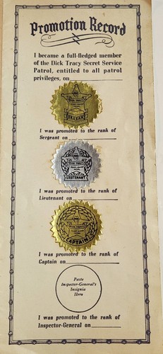 1939 Dick Tracy Secret Service Patrol Mail Away Kit With Badges - Bild 8 von 15