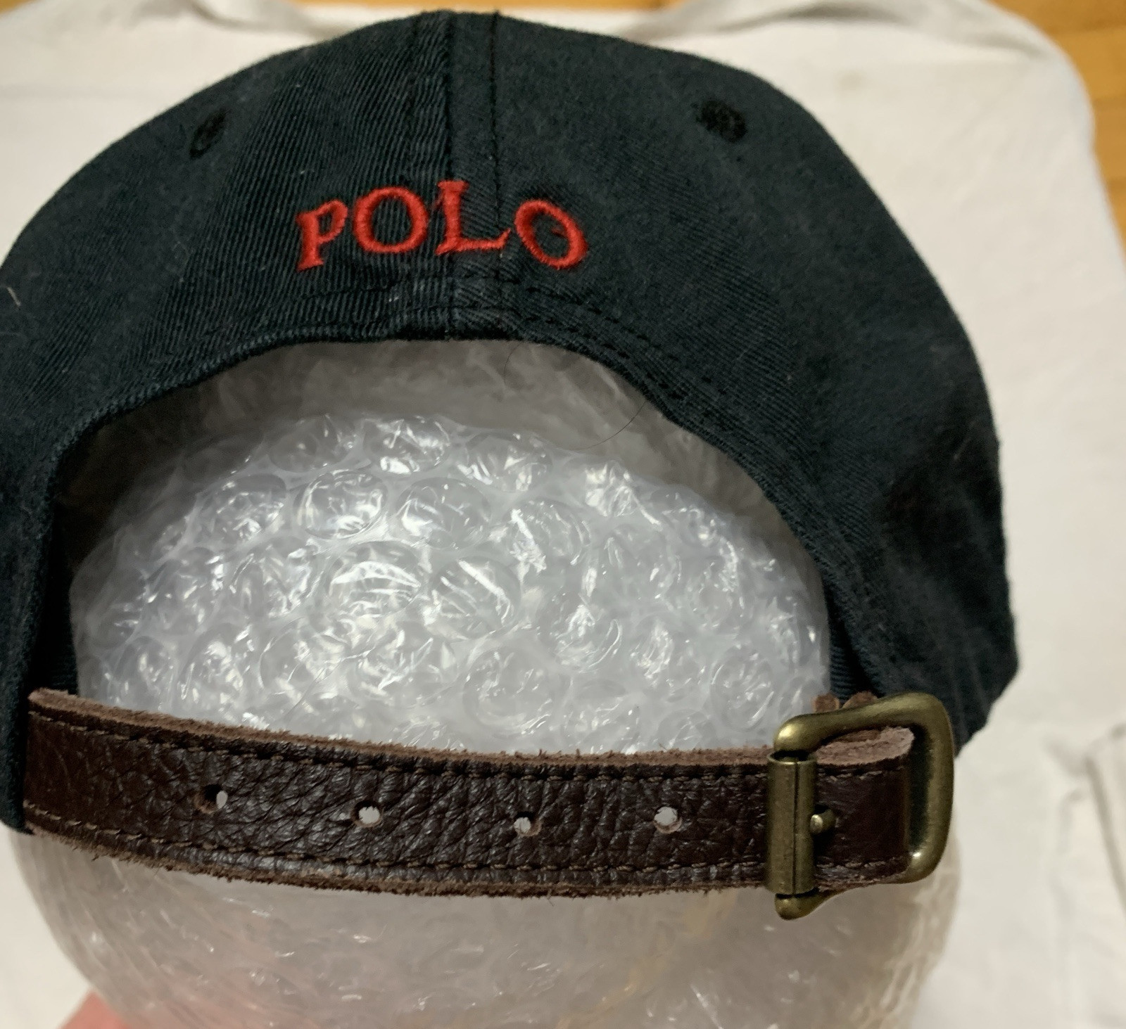 Cappello da baseball vintage Polo Ralph Lauren nero cappello papà rosso pony pelle strapback