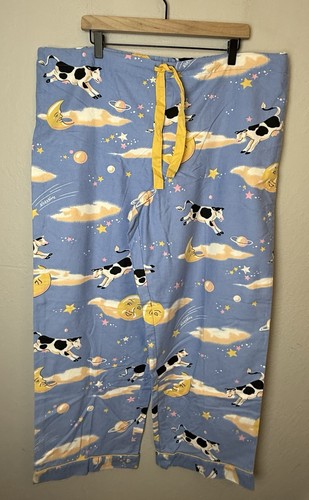 NICK & NORA Vintage Cow Jumped Over the Moon Pajama Set Top & Pants XXL - Picture 4 of 6