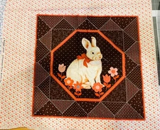 Vintage ~ Cranston  Brown “Bunny Rabbit" ~ Cotton Fabric Panel ~ 15"x15”