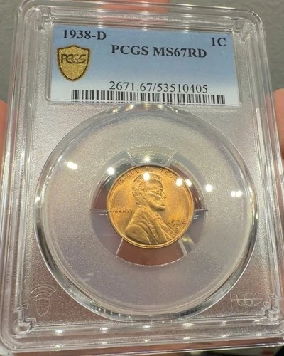 1938-D Toned Superb Gem BU Lincoln Cent ~ PCGS MS67RD ~ TrueView