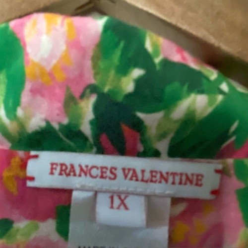 Frances Valentine Floral Long Sleeve Button Down Pajama Top 1X Cotton - Picture 2 of 7