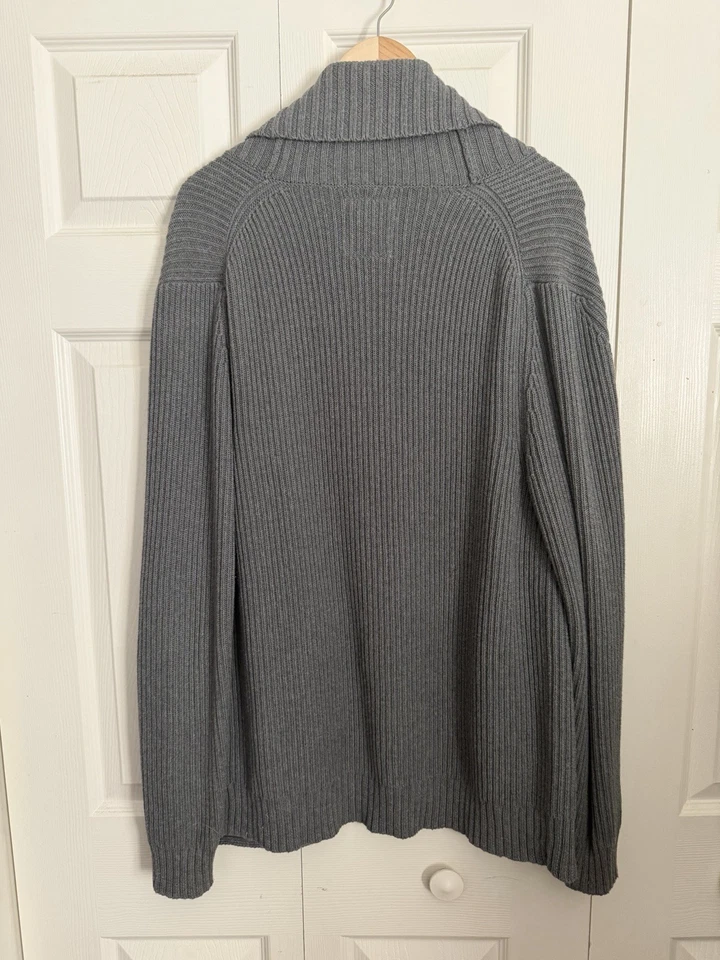 Men's Dark Grey Button Down Cardigan Black Buttons Size L - Image 2 of 3