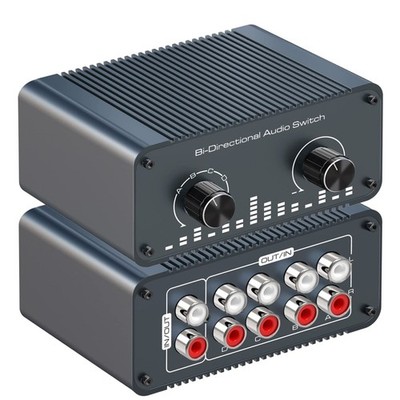 Bi-Directional RCA Audio Switch 4 In 1 Out Aluminium Lautstärkeregler